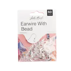 John Bead Must Have Findings 18mm Earwire with Bead, 60ct. Silver