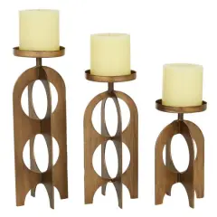 Gold Metal Contemporary Candle Holder Set