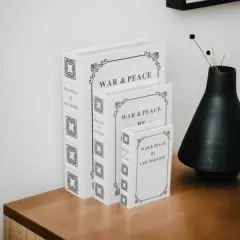 Off White Faux Leather Faux Book Box Set