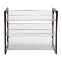 Organize It All Espresso 3 Tier Mesh Shelf Shoe Rack
