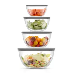 JoyJolt&reg; Glass Mixing Bowls with Lids Set Gray