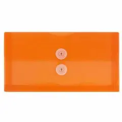 JAM Paper 5.25" x 10" Plastic #10 Business Envelope with Button and String Closure, 24ct. Orange