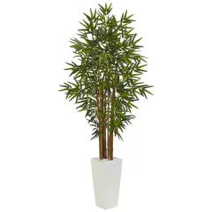 5ft. Artificial Bamboo Tree in White Tower Planter
