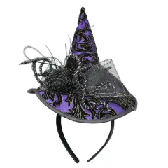 Purple & Black Brocade Spider Witch Hat Headband by Celebrate It&trade;