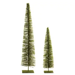 Glittered Green Bottle Brush Tree Set