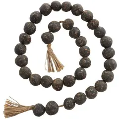 5ft. Paper Mache Round Distressed Beaded Garland with Tassel Black