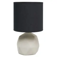 Simple Designs 10.6" Geometric Concrete Lamp Black