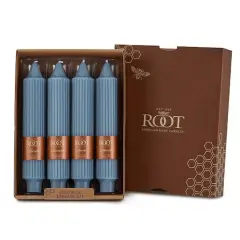 Root Candles 7" Unscented Grecian Collenette Taper Candles, 4ct. Williamsburg Blue