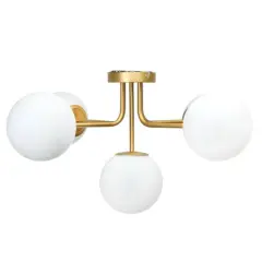 Hello Honey&reg; 27.5" Sputnik Semi-Flush Mount Opal Glass Ceiling Light Brushed Gold