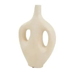 17" Beige Paper Mache Abstract Double Handle Vase