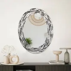 Head West CharcoalTile Framed Oval Wall Vanity Mirror - 23" x 29"