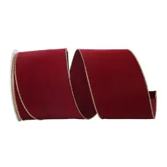 Reliant 6" x 50yd. Velvet Wired Value Ribbon Burgundy/Gold