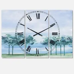 Designart Across The Lake VI 3 Panel Farmhouse Wall Clock