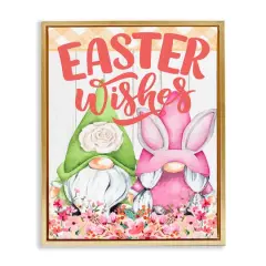 Stupell Industries Easter Wishes Gnomes Floater Framed Art Gold