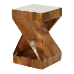 18'' Brown Saur Wood Contemporary Accent Table