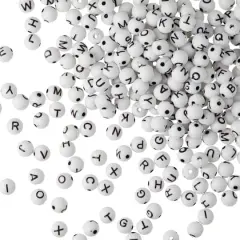 Alphabet Acrylic Round Craft Beads by Bead Landing&trade;, 7.5mm