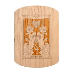 11" x 8" The Lovers Tarot Redwood Oval Cutting Board