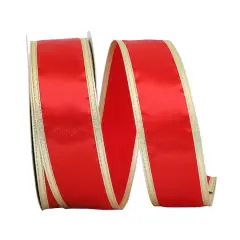 JAM Paper 2.5" x 50yd. Red with Gold Edges Wired Plastic Ribbon