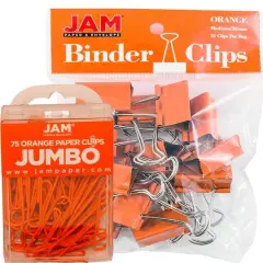 JAM Paper Office Desk Supply Clips Set Orange