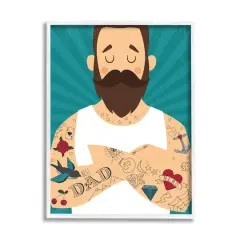 Stupell Industries Best Dad Father's Day Tattoos Framed Giclee Art White