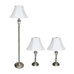 Lalia Home Antique Brass Table and Floor Lamp Set