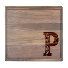 Floral Monogram Walnut Cutting Board P