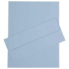 JAM Paper 8" x 11.5" Letter Paper & Envelopes #10 Business Stationery Set, 50ct. Baby Blue
