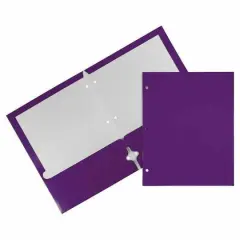 JAM Paper 9.5" x 11.5" Glossy 3-Hole Punch Folders, 12ct. Purple