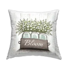 Stupell Industries White Wildflowers in Jars Bloom Sentiments Throw Pillow 18" x 18"