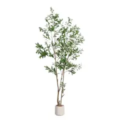 Artificial Minimalist Olive Tree in White Decorative Planter