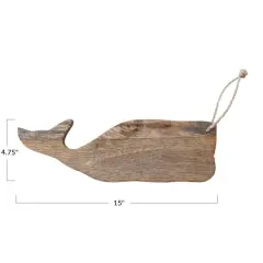 Hello Honey&reg; 15" Natural Wood Whale Shaped Cutting or Serving Board