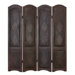 Dark Brown Wood Traditional Room Divider Screen, 71" x 64" x 1"
