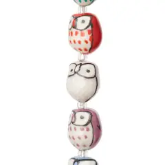 Multicolour Ceramic Owl Beads, 15mm by Bead Landing&trade;