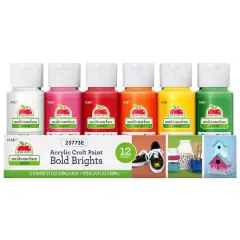 Apple Barrel&reg; Acrylic Multi-Surface Satin Bold Brights 12 Piece Paint Set