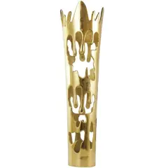 31" Gold Aluminum Drip Vase with Melting Designed Body