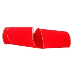 The Ribbon Roll 6" x 10yd. Velvet Wired Ribbon Hot Red/Gold