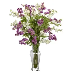 24" Dancing Daisy Arrangement in Vase Purple/White