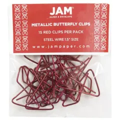 JAM Paper Colorful Butterfly Paper Clips Red
