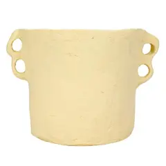 Hello Honey&reg; 11" Natural Decorative Handmade Paper Mache Planter with Handles