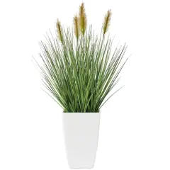 20" Green Foliage Artificial Plant with White Pot