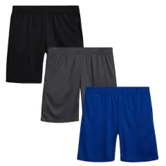 Galaxy by Harvic Boys Active Mesh Basketball Shorts 3 Pack Black/Charcoal/Royal Blue
