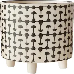 Hello Honey&reg; 8" Footed Stoneware Planter with Abstract Print Black