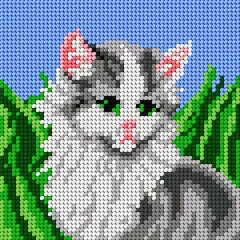 Orchidea Cat on a Meadow Gobelin Canvas Cross Stitch Kit