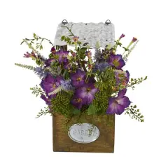 14" Morning Glory Plant in Tin Roof Planter