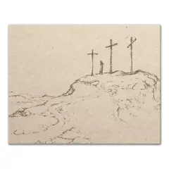 Crosses On Hill Sketch 1 11" x 14" Canvas Wall Art