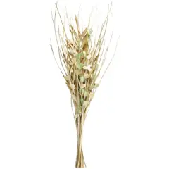 38" Beige & Green Dried Plant Floral Grass Bouquet Palm Leaf Natural Foliage