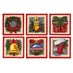 Orchidea Coaster Needlepoint (Halfstitch) KitSet of 6 Designs Christmas Time
