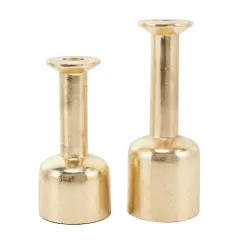Gold Aluminum Taper Candle Holder with Rounded Bases Set