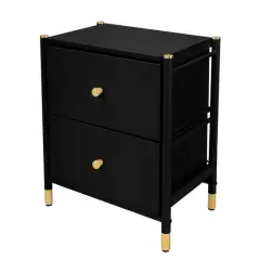 Simplify 2 Drawer Luxury Nightstand Black