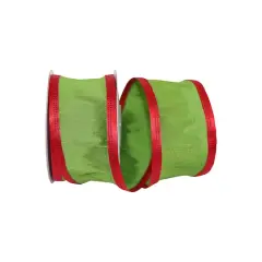 JAM Paper 2.5" x 10yd. Lime & Red Wired Grand Edge Dupioni Ribbon